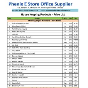 Housekeeping Material List & Cleaning Products List